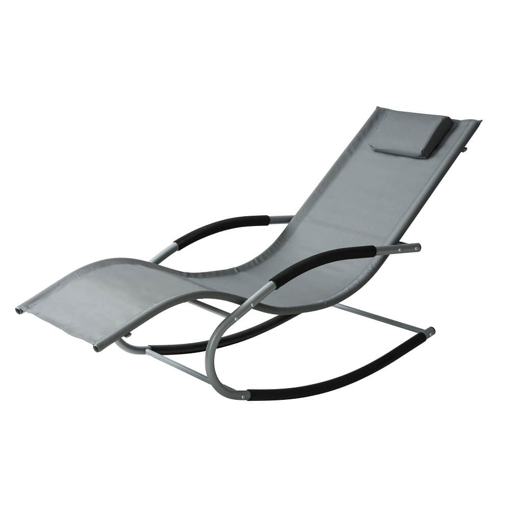 Lugano Textilene Rocking Sun Lounger with Pillow - Grey from Garden Buildings Direct